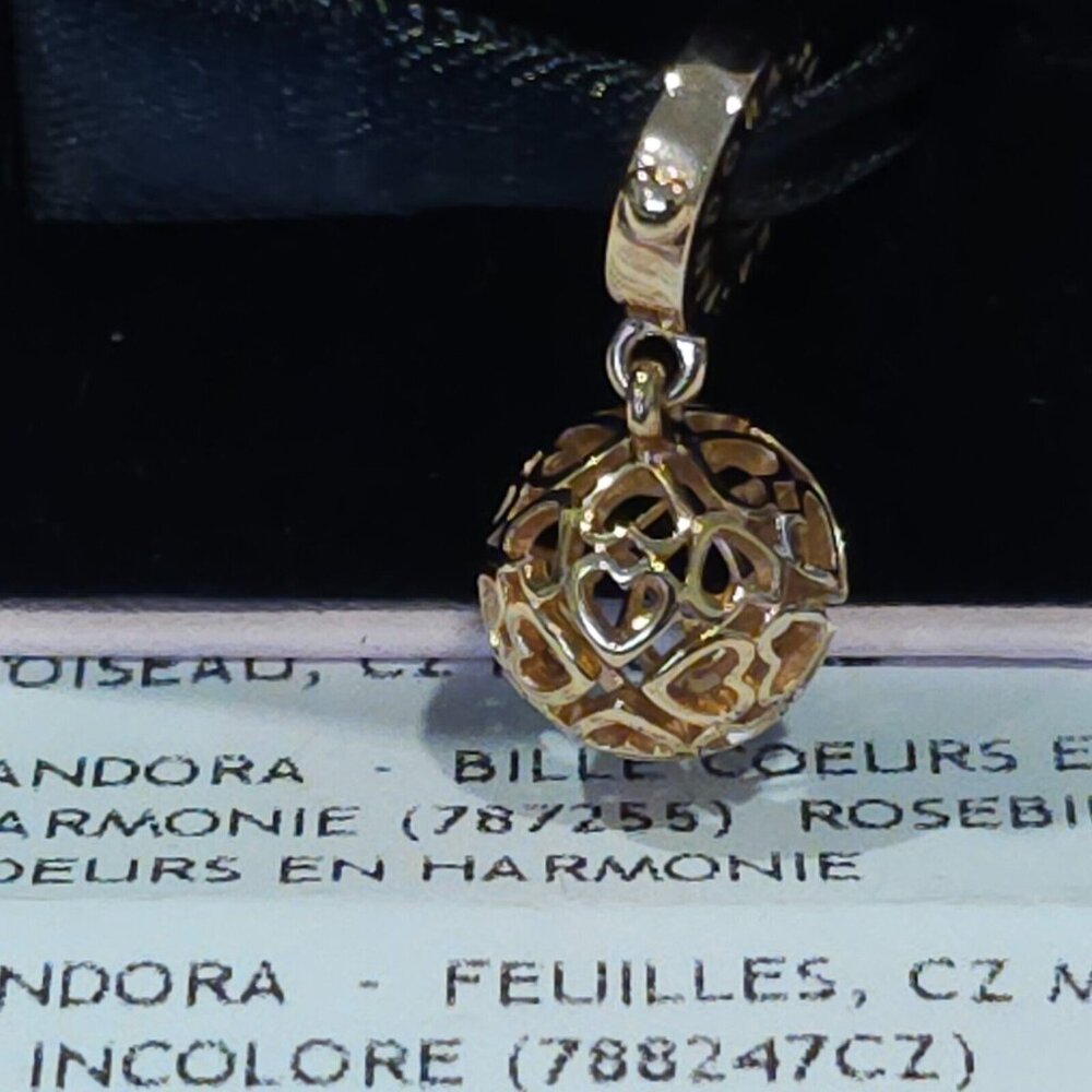 Authentic Pandora *Retired *Rose Harmonious Hearts Pendant Charm 787255